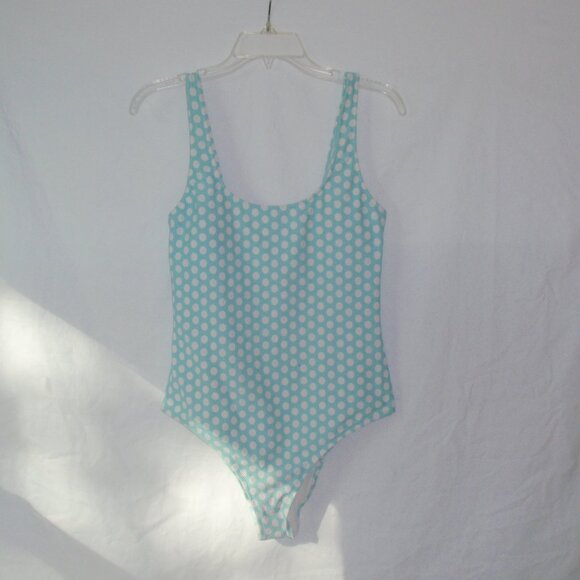 Aerie Blue and White Polka Dot One piece Swim Suit One-piece Cheeky L - Picture 1 of 11